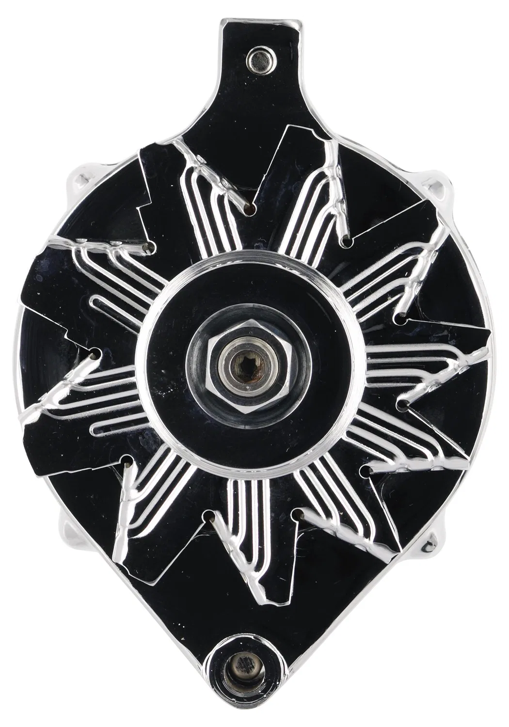 8-37141 – POWERMASTER Alternator/ Generator, Ford Upgrade Style 1V-Belt Pulley 150 Amp One Wire Chrome